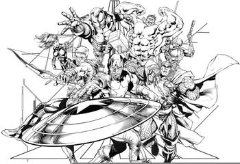 Komar Avengers Black & White 300 x 280 cm (IADX6-066)