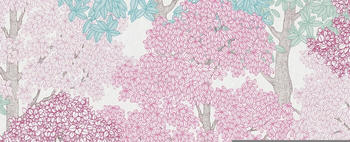 Architects Paper Floral Impression Glatt Wald Botanisch Floral Blumentapete Tapete Wald Rosa/Blau/Weiß 0,53 x 10,05 m