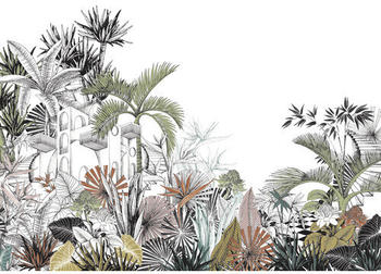 Rasch Tropical House Dschungel schwarz weiß grün 8-tlg. 300 x 400 cm