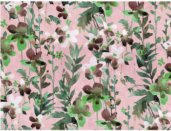 Livingwalls The Wall Blumen Aquarell rosa grün 7-tlg. 371 x 280 cm