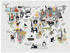 Livingwalls The Wall Weltkarte mit Tiermotiven 7-tlg. 371 x 280 cm