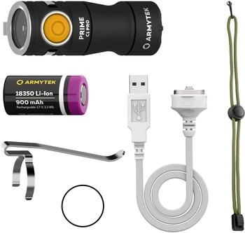 Armytek Prime C1 Pro Mini-Taschenlampe warmweiss mit Magnet USB, Schl&uuml;sselanh&auml;nger und G&uuml;rtelclip (F07901W)
