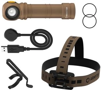 Armytek Wizard C2 Pro Max Sand White LED Taschenlampe mit Gürtelclip und Holster (F06701CS)
