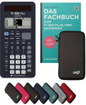 Texas Instruments TI-30X Plus MathPrint + Schutztasche und Fachbuch grau