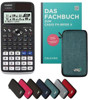 Casio FX-991DE X ClassWiz mit Schutztasche und Fachbuch t&uuml;rkis