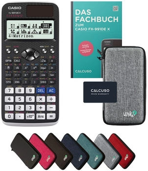 Casio FX-991DE X ClassWiz mit Schutztasche und Fachbuch hellgrau