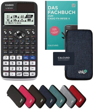 Casio FX-991DE X ClassWiz mit Schutztasche und Fachbuch blau