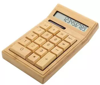 Bolwins Q87C Solarbetriebener Taschenrechner Bambus 12-stelliges LCD-Display (Q87)