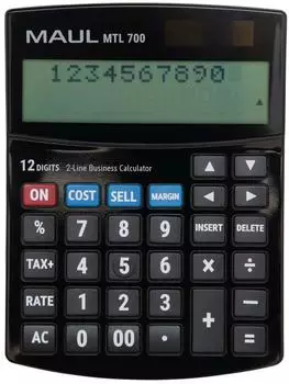MAUL MTL 700 Tischrechner 2-zeilig, 12 Stellen, Solar/Batterie, schwarz (7269190)
