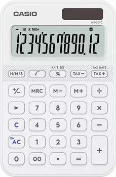 Casio MS-20YC Tischrechner 12-stellig Solar/Batterie wei&szlig; (MS-20YC-WE)