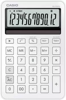 Casio MS-200DQ Tischrechner 12-stellig Solar/Batterie wei&szlig; (MS-200DQ-WE)