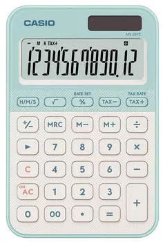 Casio MS-20YC Tischrechner 12-stellig Solar/Batterie, hellgrün (MS-20YC-LG)