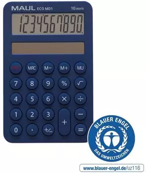 MAUL ECO MD 1 Taschenrechner solar, LCD 10-stellig, hellblau (7275034)