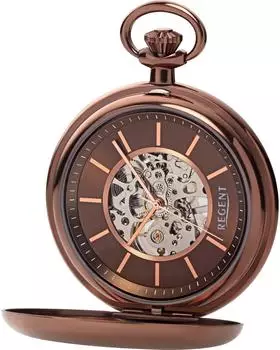 Régent Herren Taschenuhr analog, braun/silber (URP709)