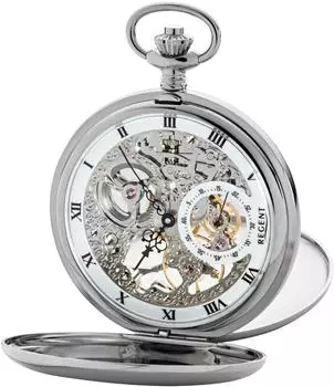 Régent Taschenuhr GM-2210 Savonette, skelettiertes Uhrwerk, silber (GM-2210)