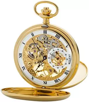 R&eacute;gent Savonette Skelett-Taschenuhr Handaufzug, goldfarben (11330090)