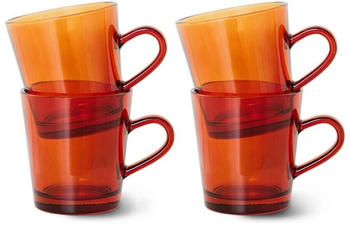 HKliving 70's Glassware Kaffeetasse - 4er-Set - amber brown - 4er-Set: 200 ml - Höhe 8,3 cm, 11x7,7 cm