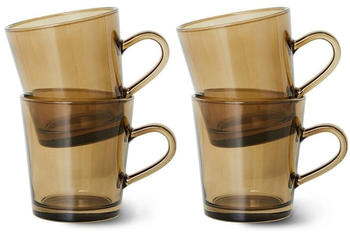 HKliving 70's Glassware Kaffeetasse - 4er-Set - mud brown - 4er-Set: 200 ml - Höhe 8,3 cm, 11x7,7 cm