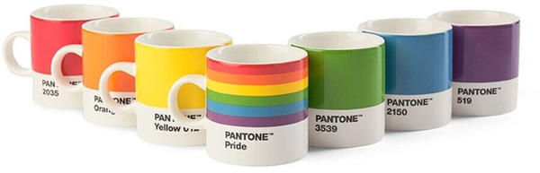 Pantone Porzellan Espressotasse - 6er Set - pride Regenbogenfarben - 120 ml - Ø 6,1 x 6,2 cm