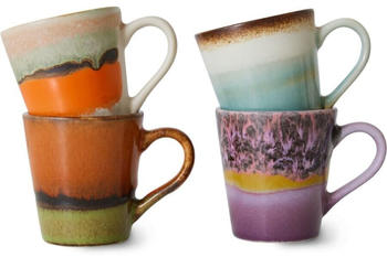HKliving 70's Ceramic Espresso Tasse - 4er Set - retro - 4er-Set: 80 ml - 5,8x8x6,2 cm