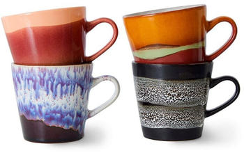 HKliving 70s Ceramics Americano Tasse - 4er-Set - friction - 4er-Set: 260 ml - Höhe 8 cm