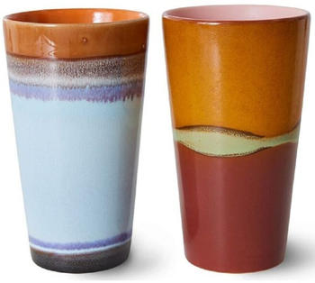 HKliving 70's ceramics Milchbecher - 2er-Set - clash - 2er-Set: 280 ml - Höhe 13 cm