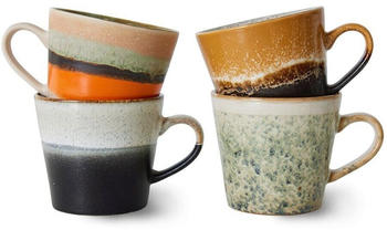 HKliving Ceramic 70's Cappuccino-Tasse - 4er-Set - verve - 4er-Set: 300 ml - Höhe 8,5 cm