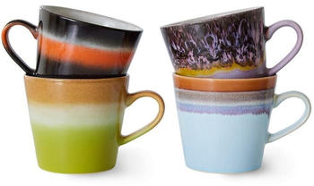 HKliving Ceramic 70's Cappuccino-Tasse - 4er-Set - solid - 4er-Set: 300 ml - Höhe 8,5 cm