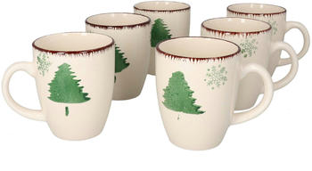 MamboCat Kaffeebecher 6er Set Schneeflocke Tannenbaum 300ml