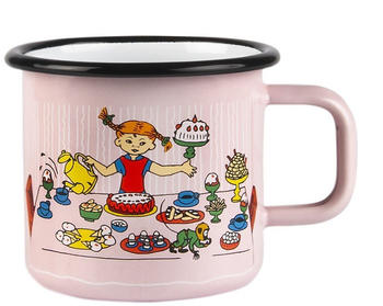 Muurla Pippi's birthday Emaillierte Tasse 3,7 dl Pink