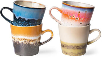 HKliving 70´s Ceramic Americano Tassen 4er-Set - multicolour 2 - 4er-Set: 260 ml - Ø 8,5 cm - 11,5x8,5x8 cm