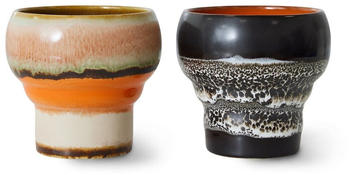 HKliving 70's Ceramics Lungo Becher - 2er-Set - basalt - 2er-Set: 200 ml - Höhe 8,1 cm