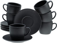 CreaTable Cappuccinotasse "Soft Touch Black" 12-teiliges Set, mit Untertasse