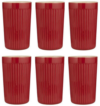 IB Laursen 6er Set Cafe Latte Becher Mynte Strawberry rot 375ml Steingut