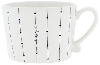 Bastion Collections Tasse, Becher HELLO YOU weiß schwarz für 270ml Keramik
