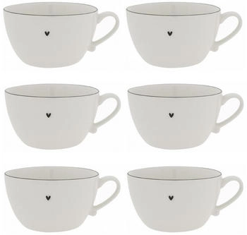 Bastion Collections 6er Set Suppentassen klein HEART mit schwarzem Herz D. 13cm