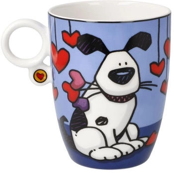 Goebel Künstlertasse Ed Heck Love Dog Pop Art blau bunt 400 ml