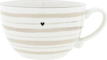 Bastion Collections Suppentasse Watercolour Stripes Streifen D. 13cm weiß beige