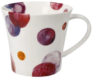 Goebel Becher, Tasse COLORI AUBERGINE Punkte weiß rot lila für 350ml Porzellan