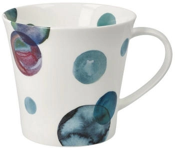 Goebel Becher, Tasse COLORI PETROL Punkte weiß blau für 350ml Porzellan