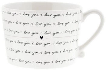 Bastion Collections Tasse, Becher I LOVE YOU weiß schwarz für 270ml Keramik