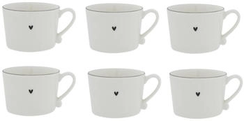 Bastion Collections 6er Set Tassen Becher HEART mit kleinem schwarzen Herz 300ml