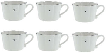 Bastion Collections 6er Set Tassen RUFFLE HEART gewellt mit schwarzem Herz