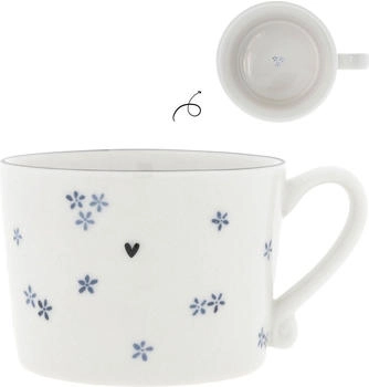 Bastion Collections Tasse, Becher Daisies Blumen weiß blau 300ml Keramik