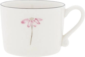 Bastion Collections Tasse, Becher Flower Blume weiß rosa 300ml Keramik