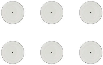 Bastion Collections 6er Set Untertassen HEART weiß mit schwarzem Rand 15cm