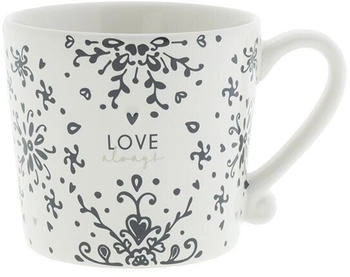 Bastion Collections Tasse LOVE ALWAYS weiß mit schwarzen Ranken 220ml