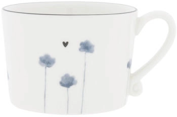 Bastion Collections Tasse, Becher IRIS BLUE POPPY Blumen 300ml weiß blau