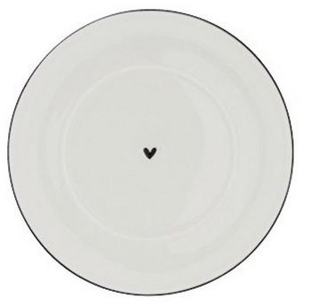 Bastion Collections Untertasse Unterteller HEART weiß mit schwarzem Rand 15cm