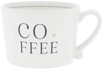 Bastion Collections Tasse, Becher COFFEE weiß schwarz für 270ml Keramik